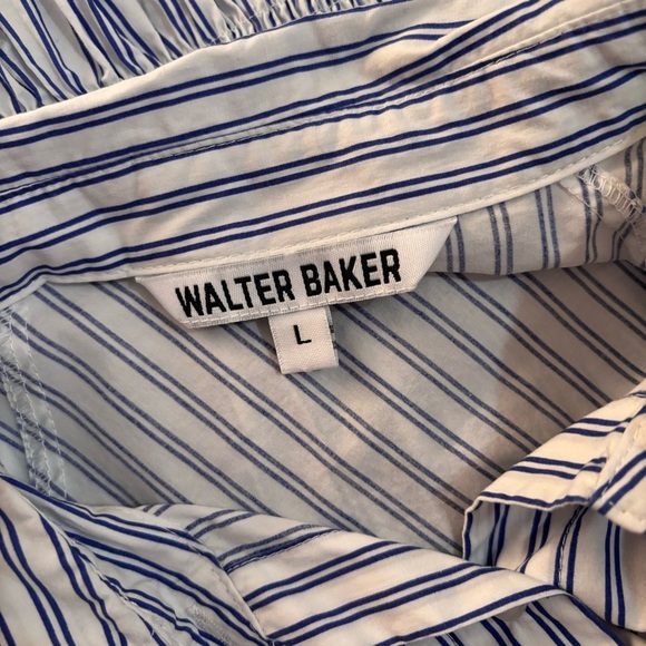 Walter Baker | Vivian blue and white stripe long sleeve button up shirt - Picture 4 of 5